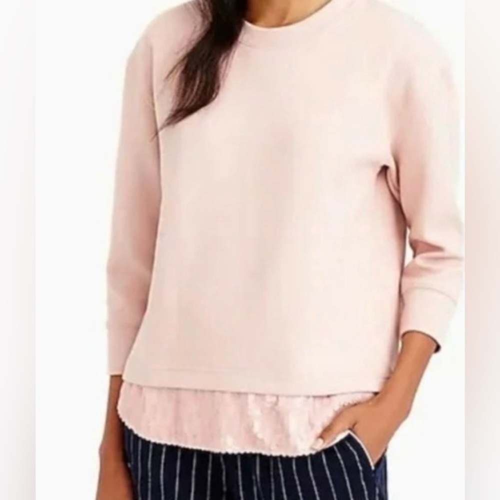 J. Crew Pink Sequin Shirttail Crewneck Sweatshirt